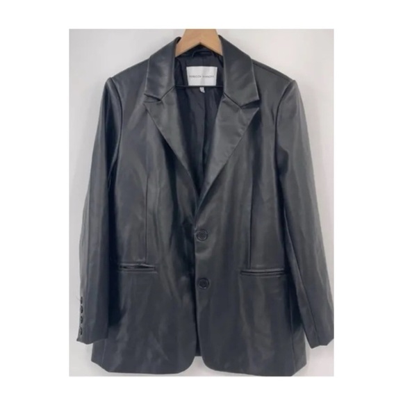 Rebecca Minkoff Black Vegan Leather Oversized Blazer Jacket XL NWT - Picture 11 of 12